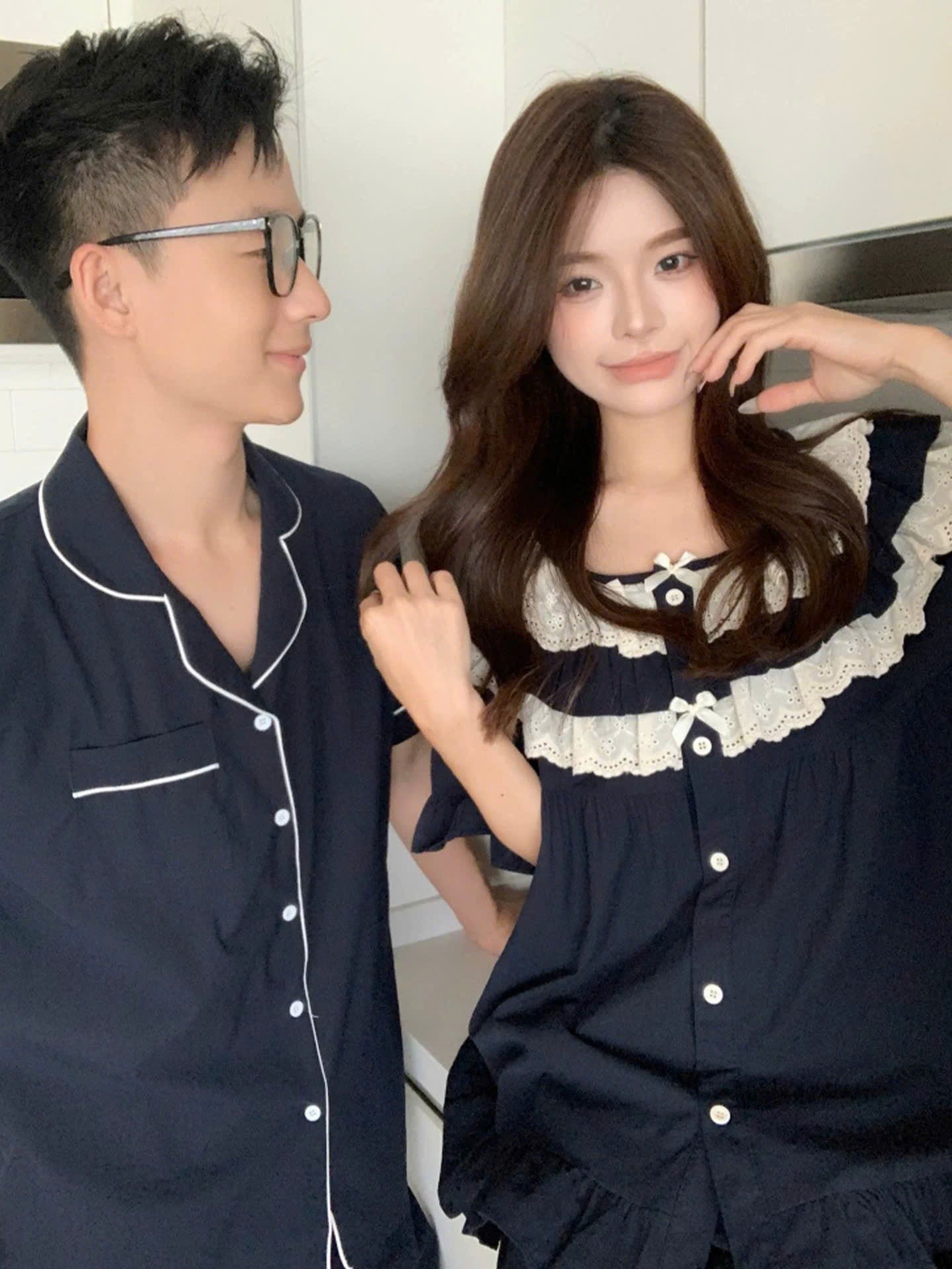 Đồ ngủ đôi xanh đen trung tính