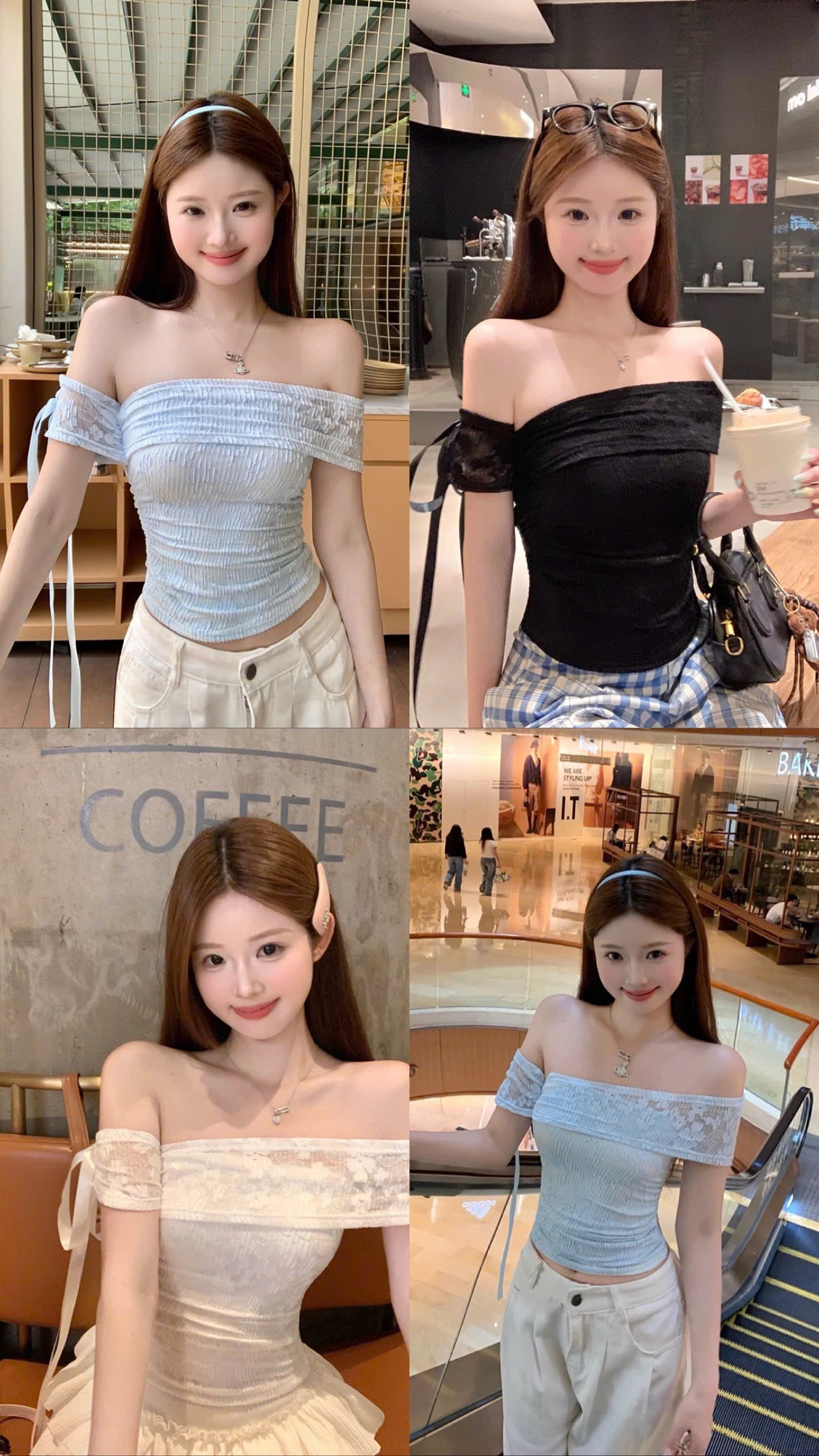 Áo trễ vai ôm body tôn dáng