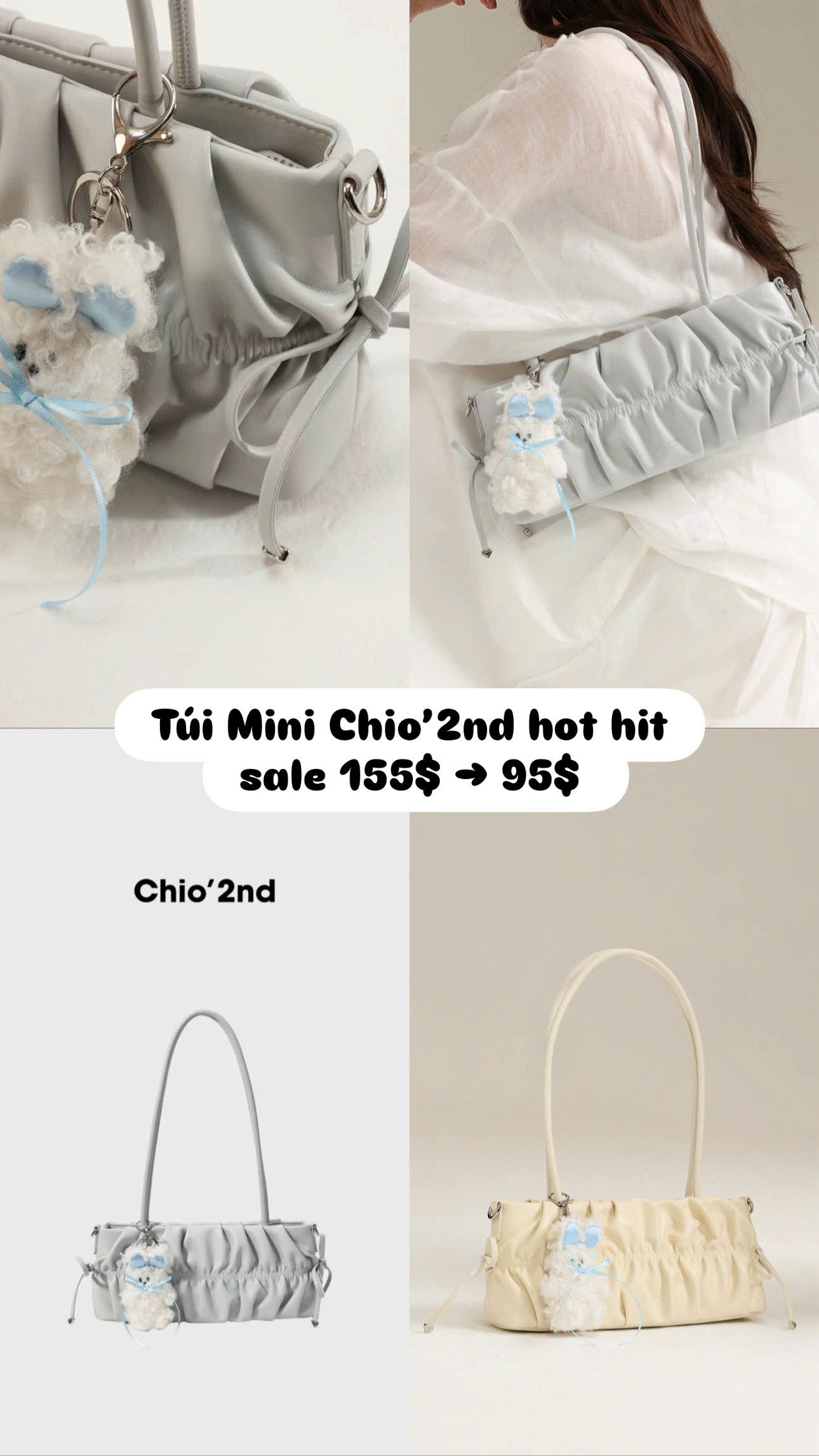 Túi đeo vai Chio'2nd hình chữ nhật nhún