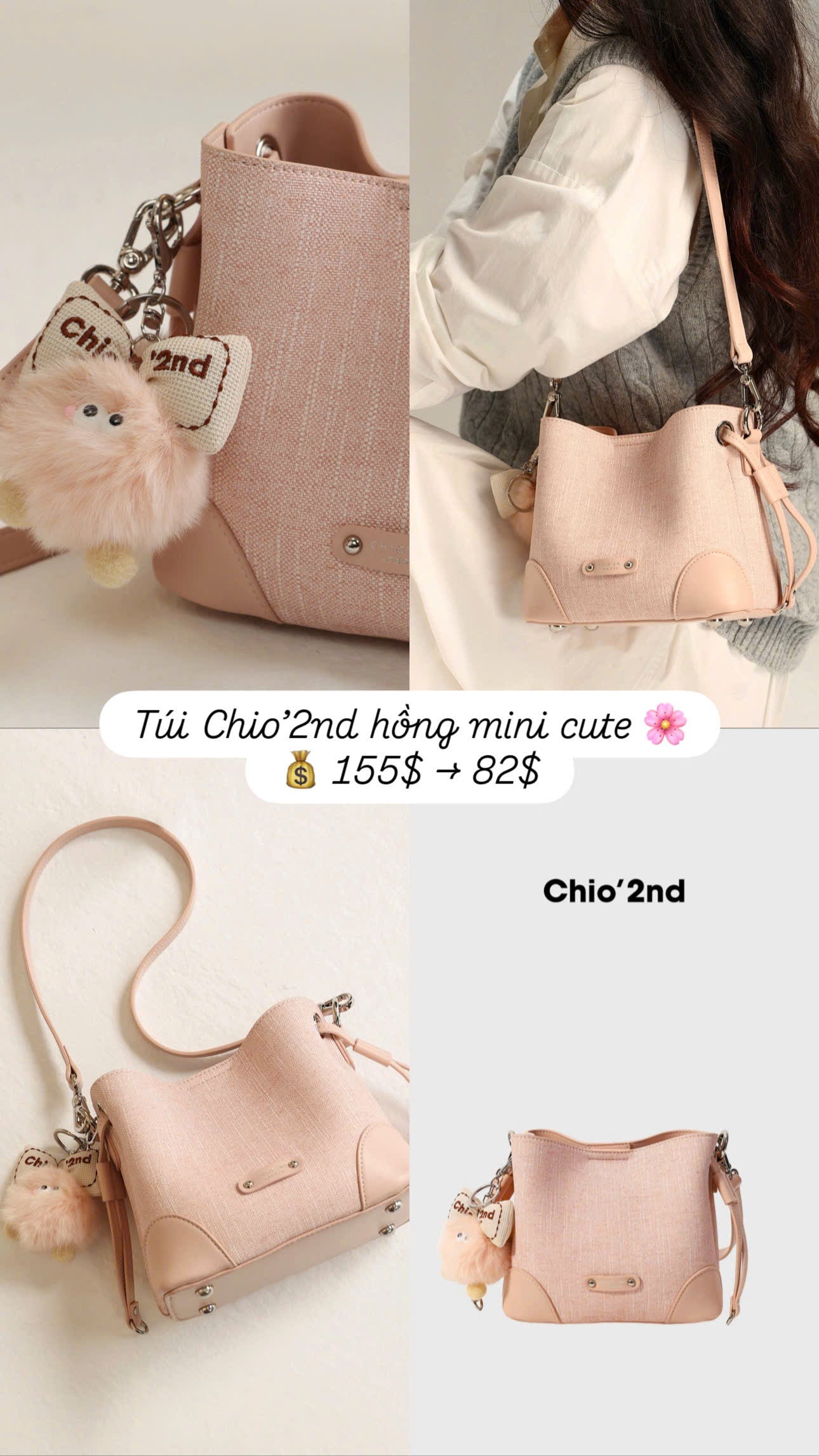 Túi đeo vai hồng mini cute Chio'2nd