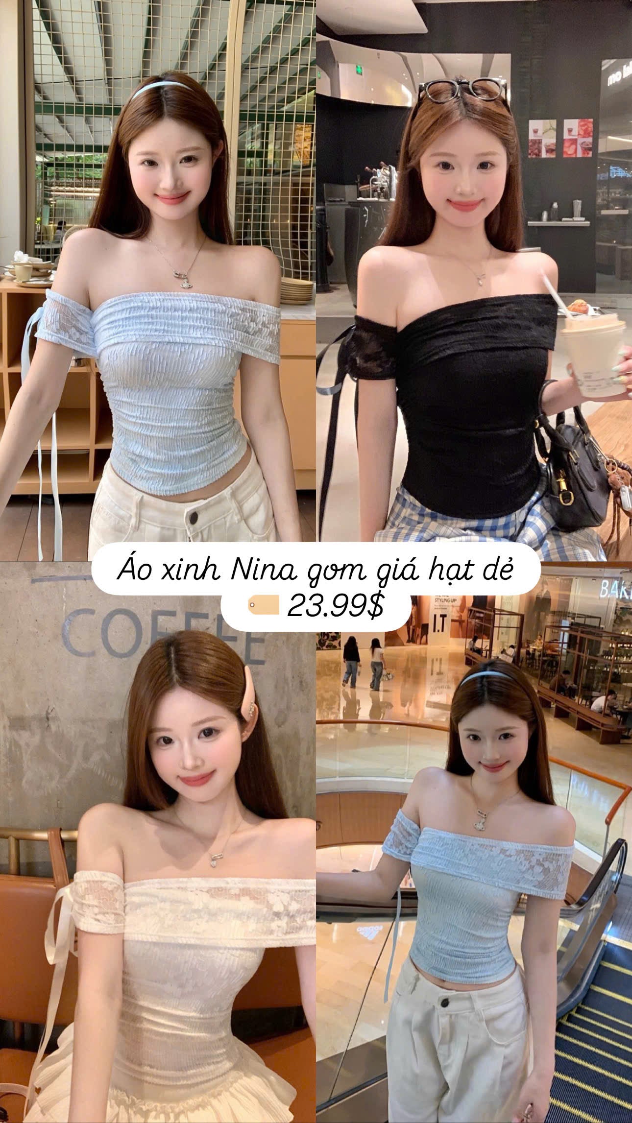 Áo trễ vai ôm body tôn dáng