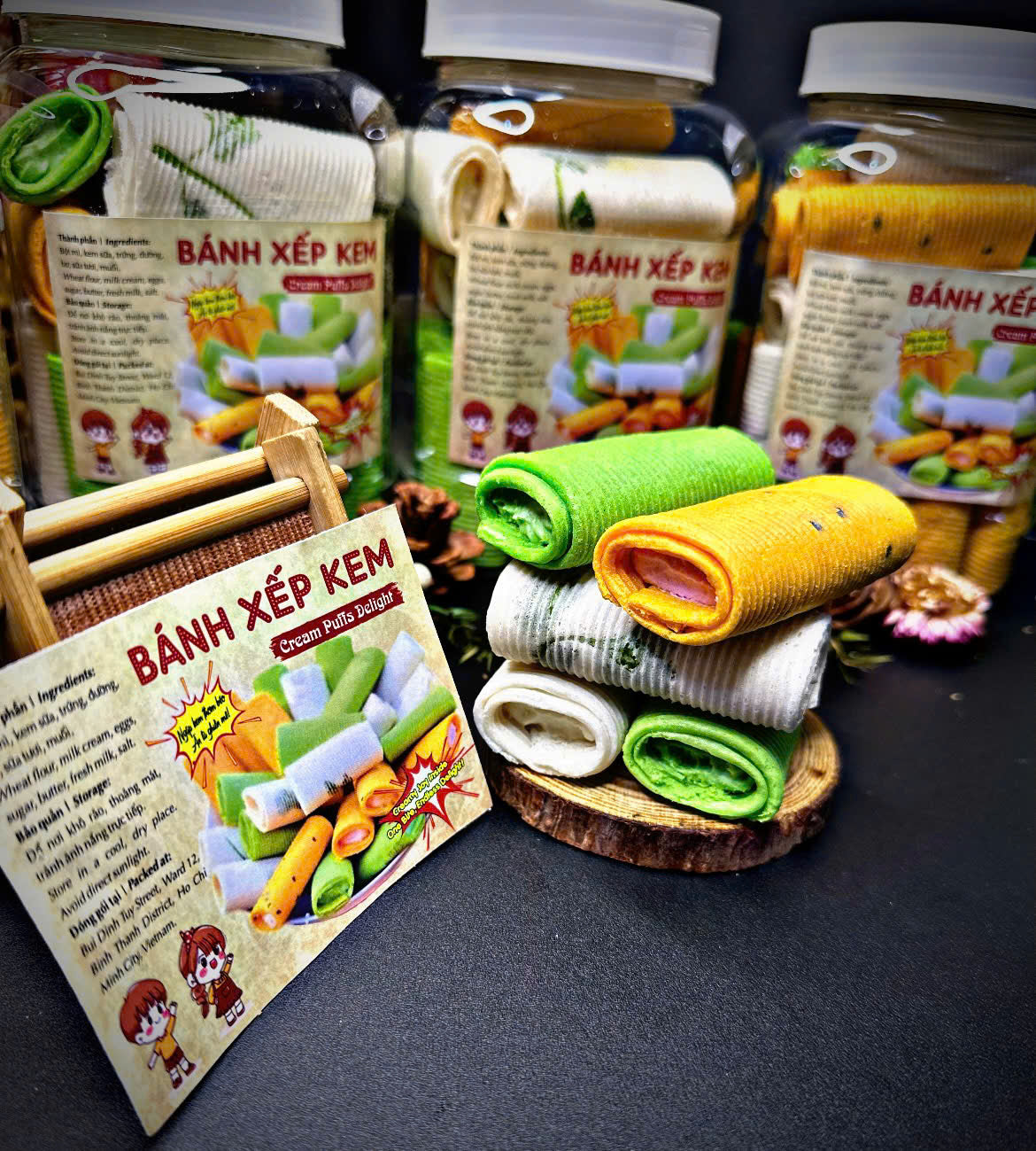 Bánh xếp kem ăn vặt tuổi thơ