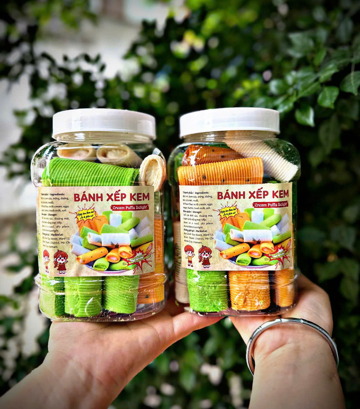 Bánh xếp kem ăn vặt tuổi thơ