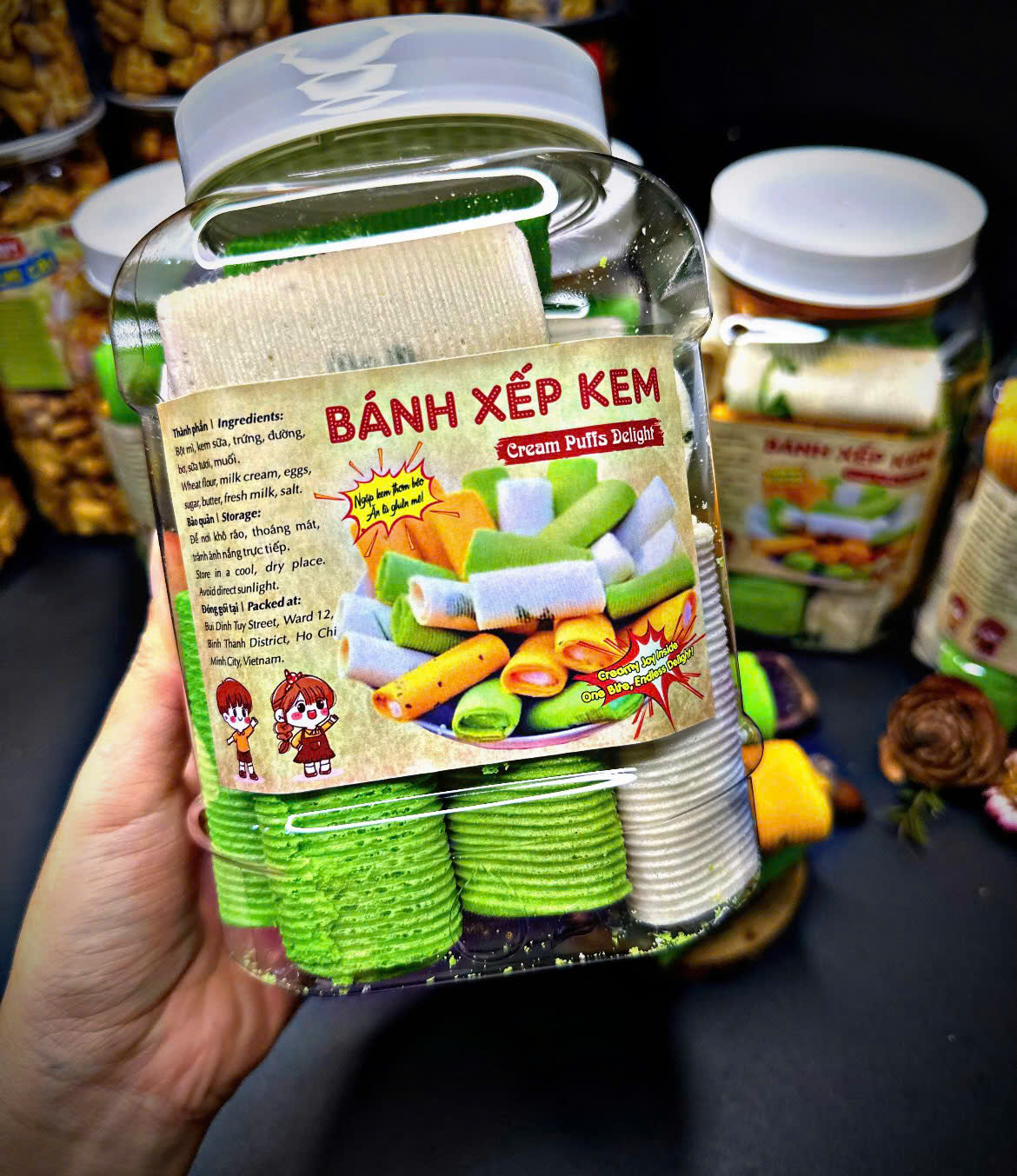 Bánh xếp kem ăn vặt tuổi thơ