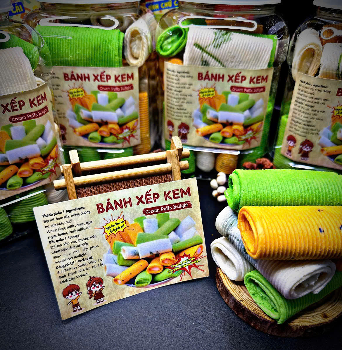 Bánh xếp kem ăn vặt tuổi thơ
