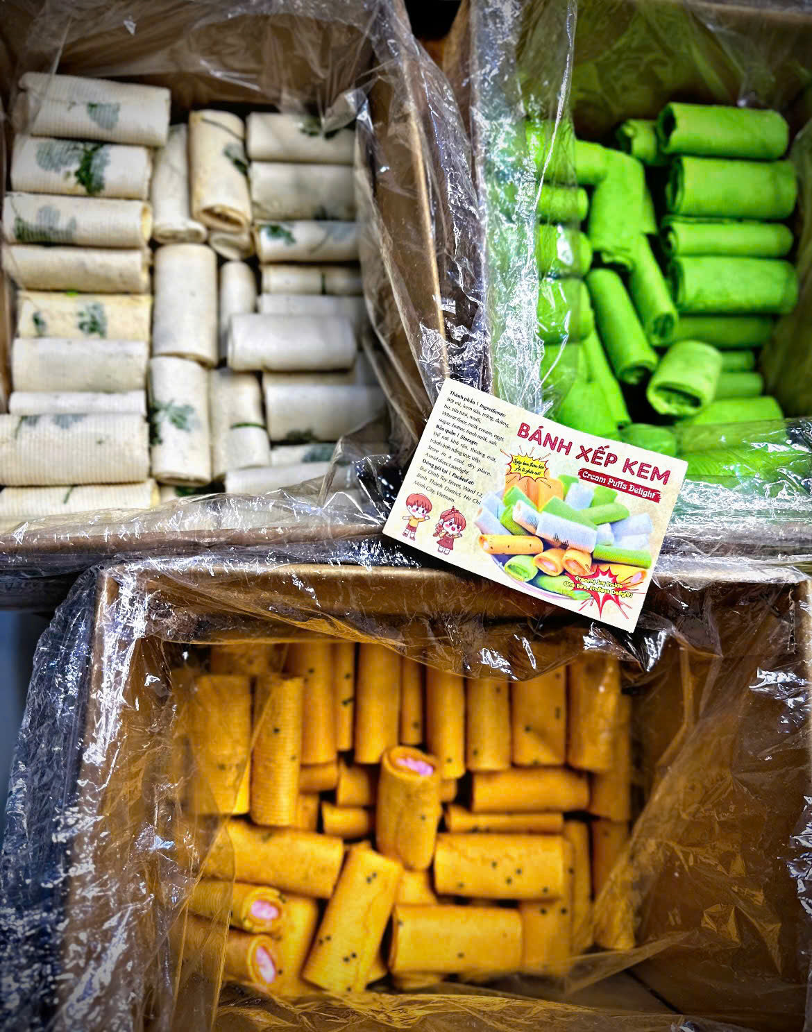 Bánh xếp kem ăn vặt tuổi thơ