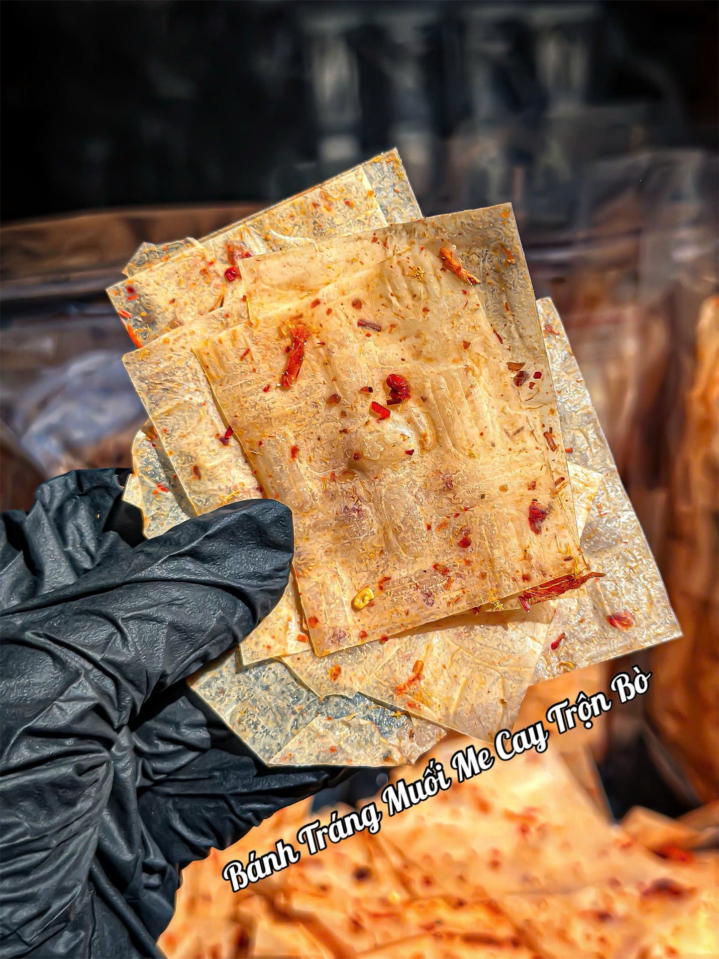 Bánh tráng muối me cay trộn bò