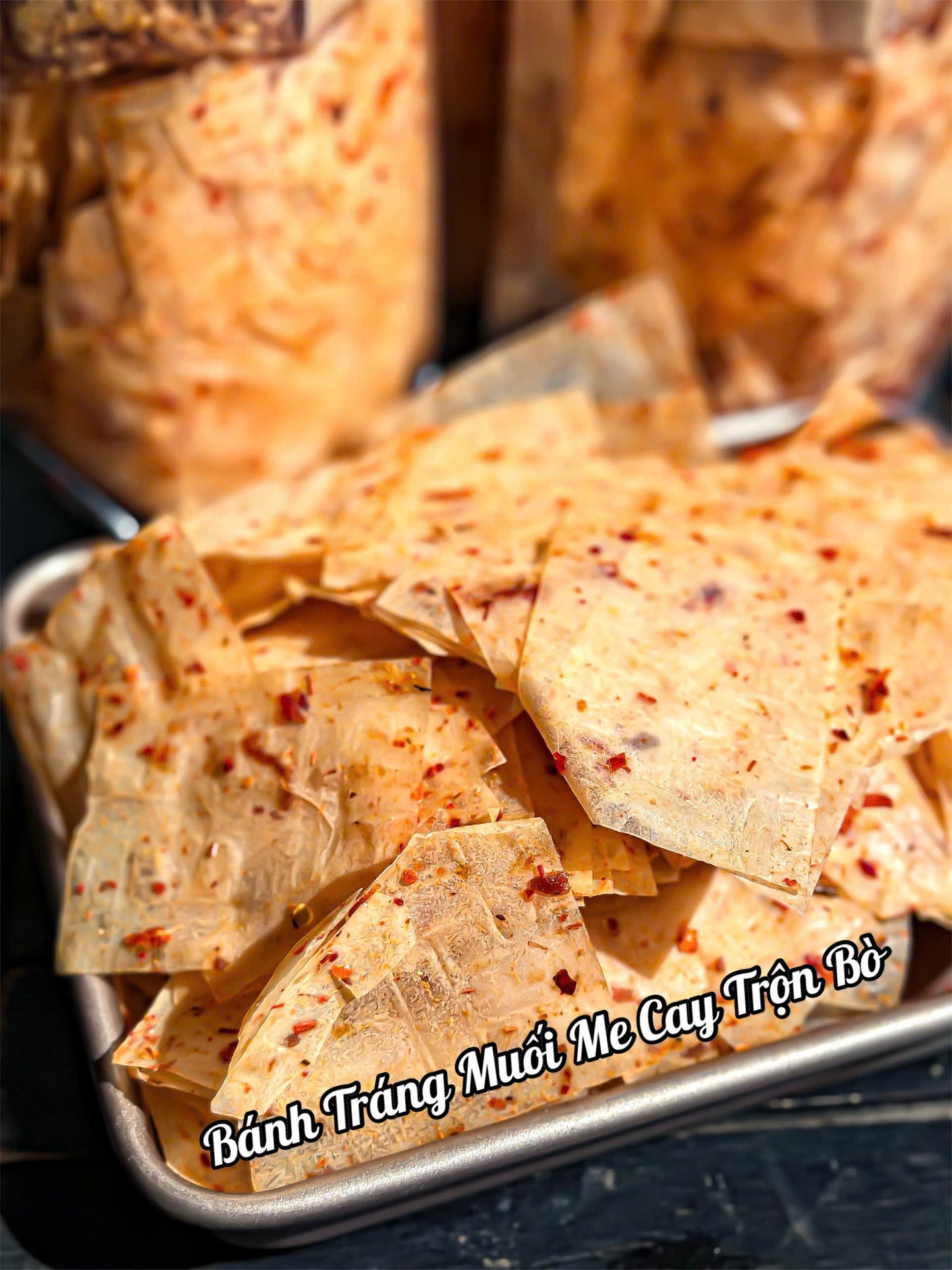Bánh tráng muối me cay trộn bò