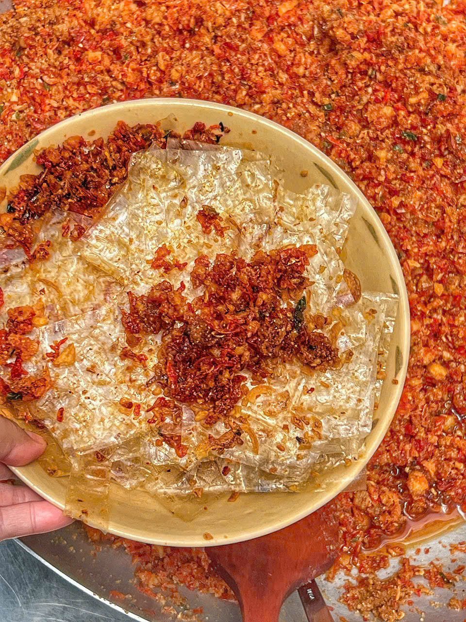 Bánh tráng xike bột giòn lắc - trộn - chấm