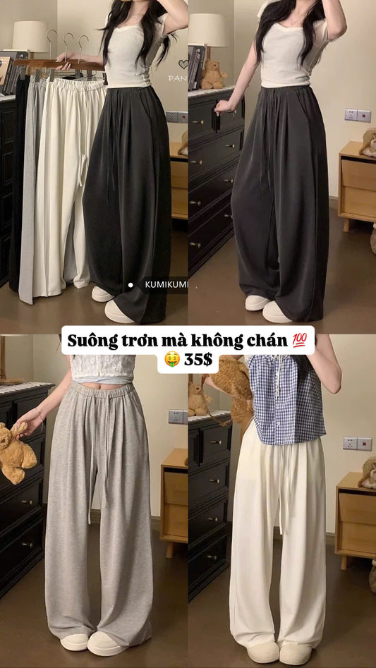 Quần suông trơn dây rút nhiều màu dễ mặc