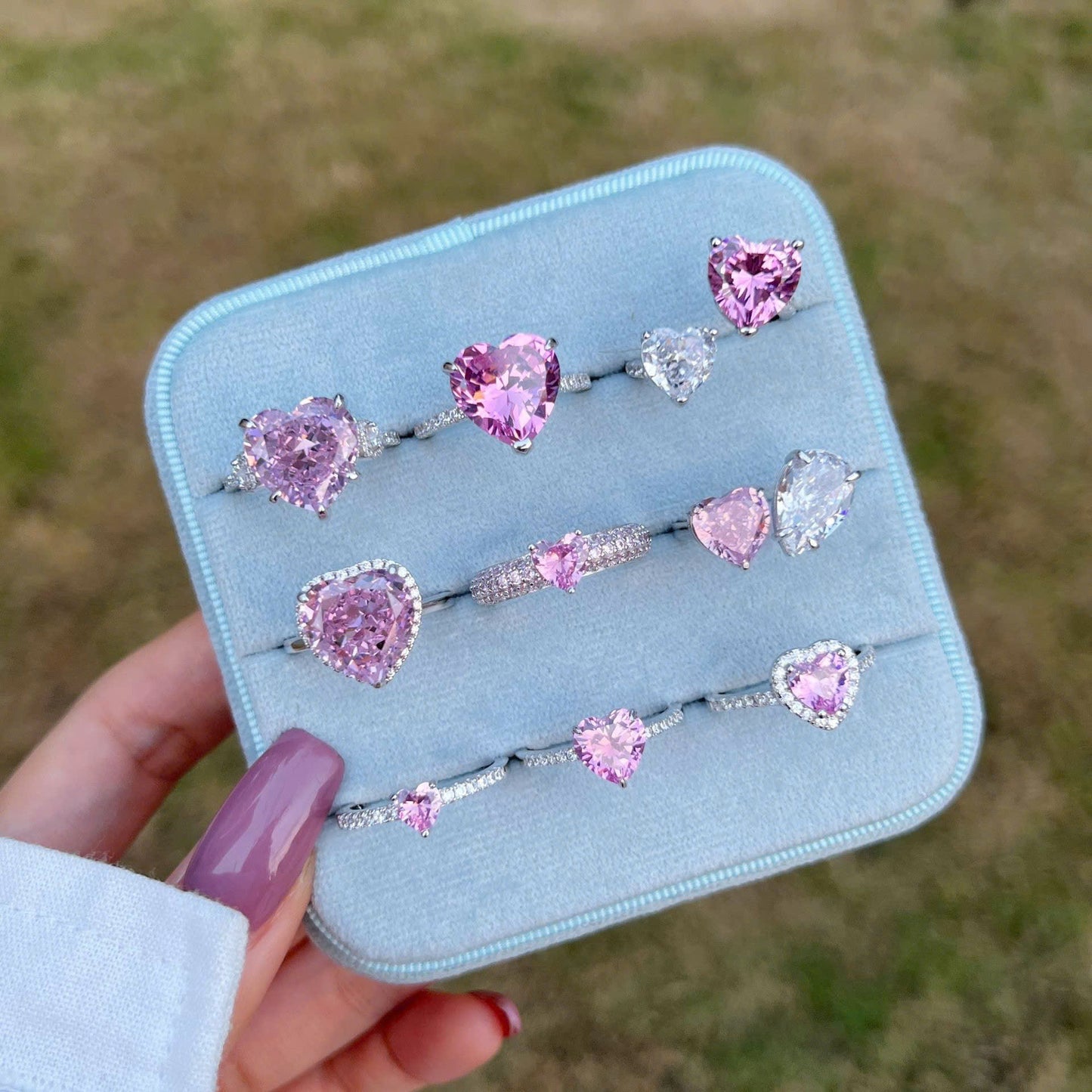 Nhẫn bạc đính đá tựa diamond hồng