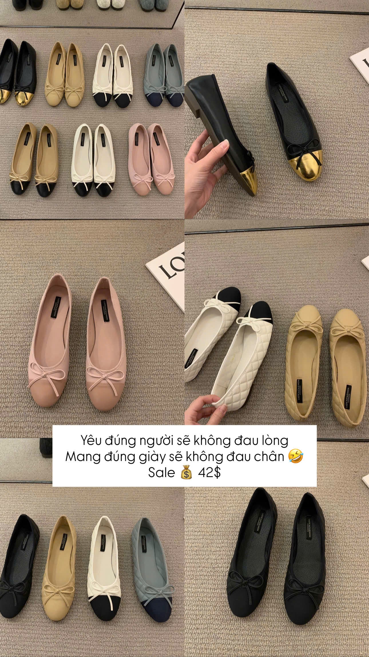 Giày búp bê nơ mũi tròn sale 42$