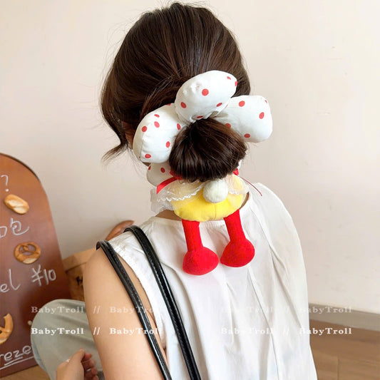 Cột tóc bông hoa phồng dễ thương