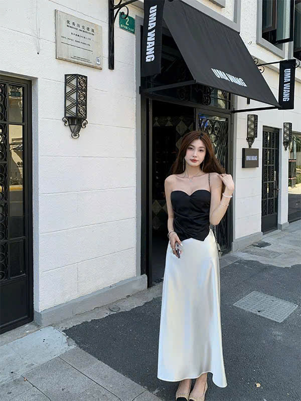 Set áo ống mix chân váy lụa sang mềm mại