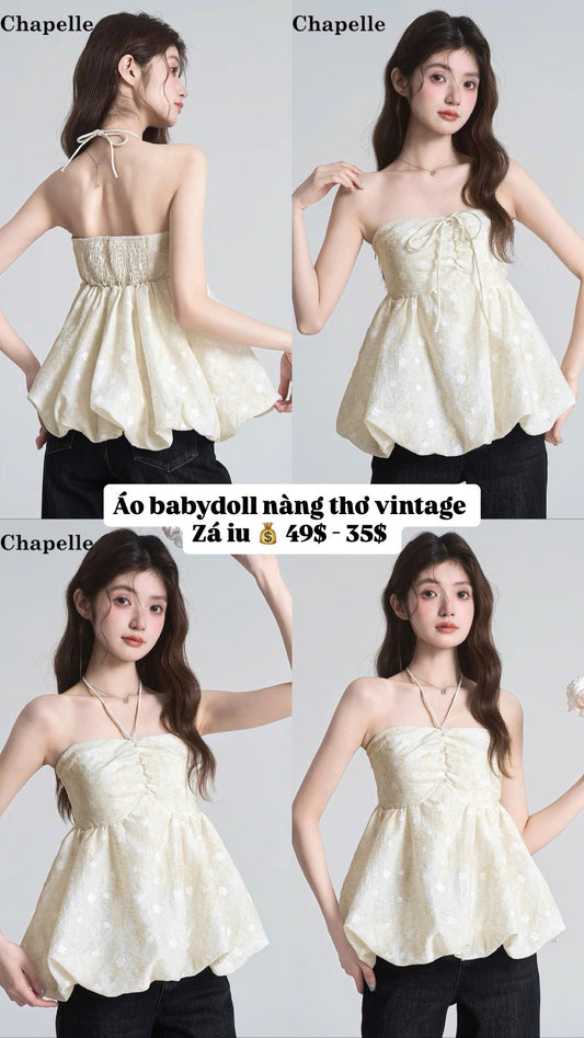 Áo babydoll nàng thơ vintage mặc được 2 kiểu