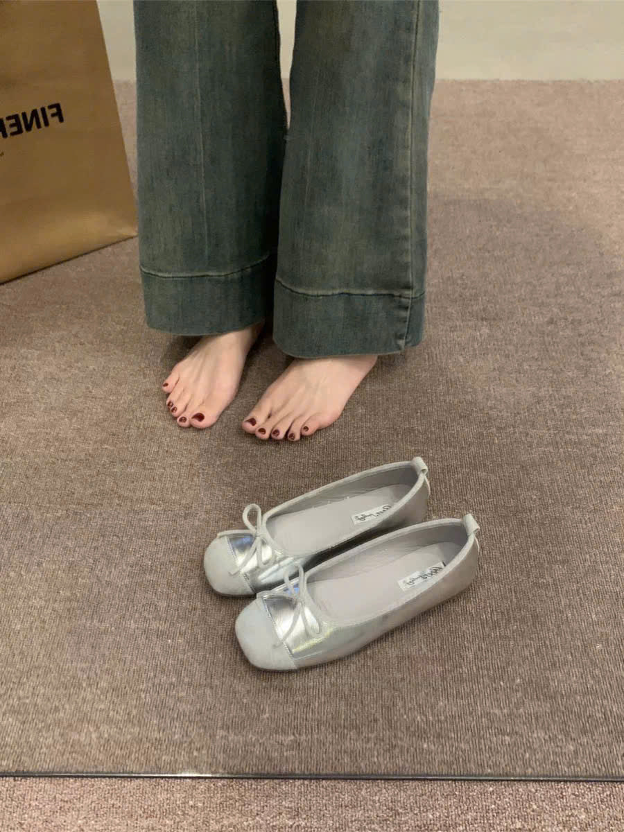 Giày búp bê nơ đế bệt siêu êm
