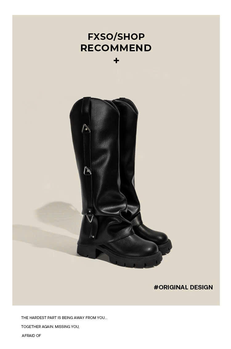 Giày boots cao cổ da mềm đế dày