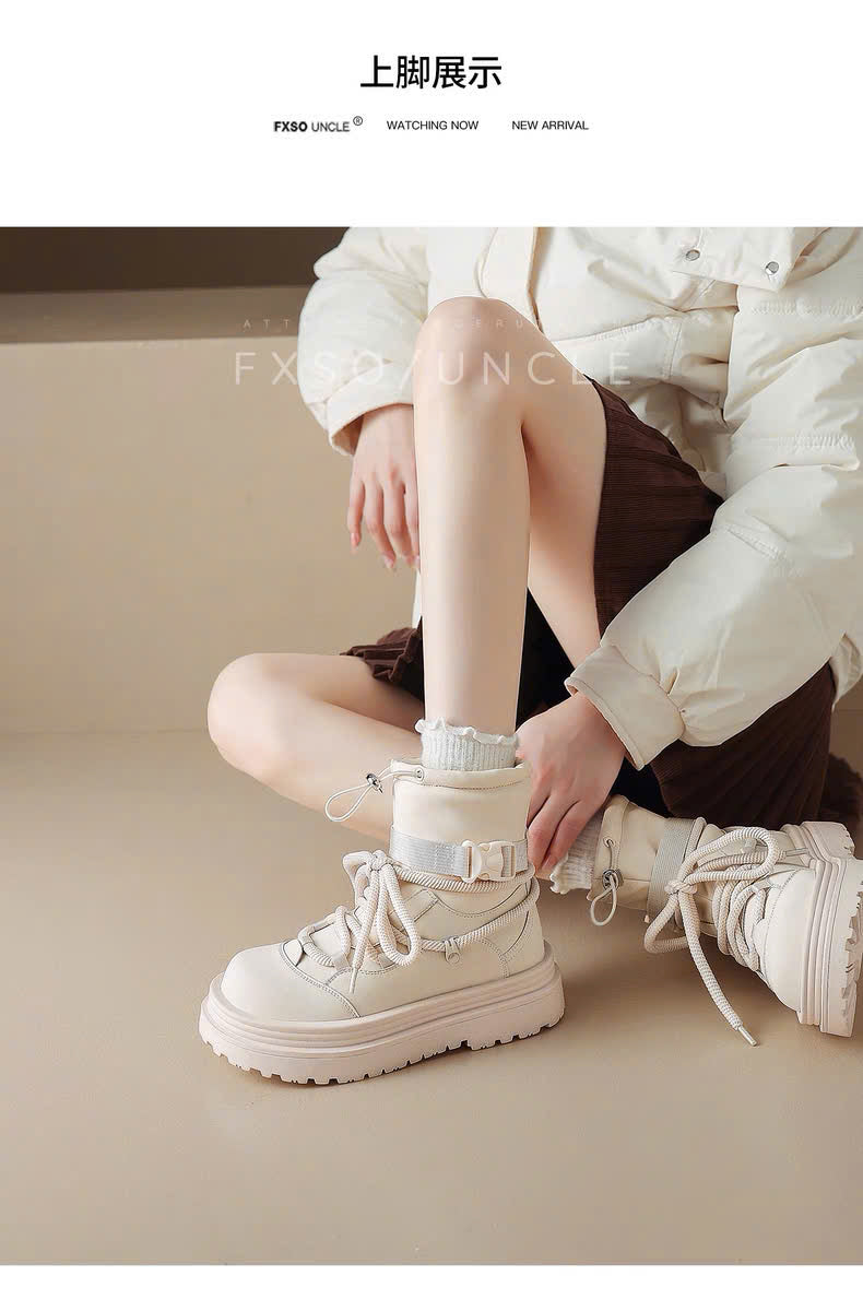 Giày boots thấp cổ lót bông ấm xinh