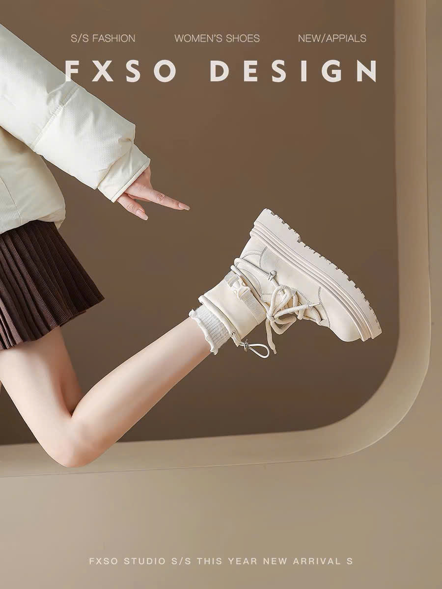 Giày boots thấp cổ lót bông ấm xinh