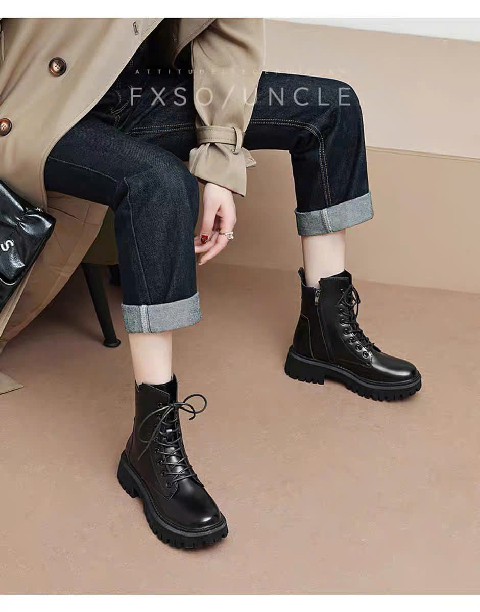 Giày boots thấp cổ thắt dây truyền thống