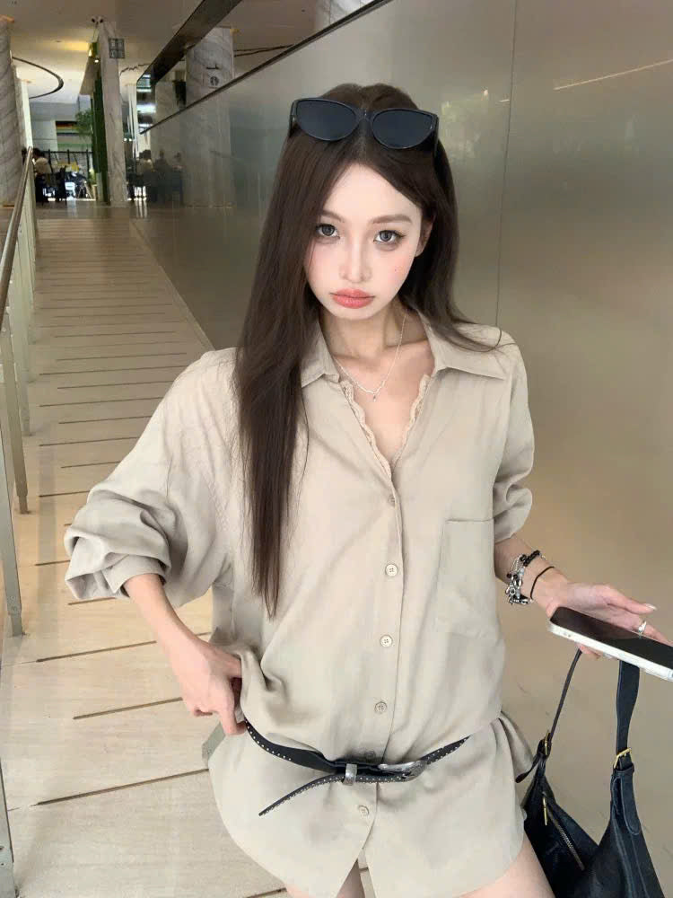 Áo sơ mi dáng dài freesize