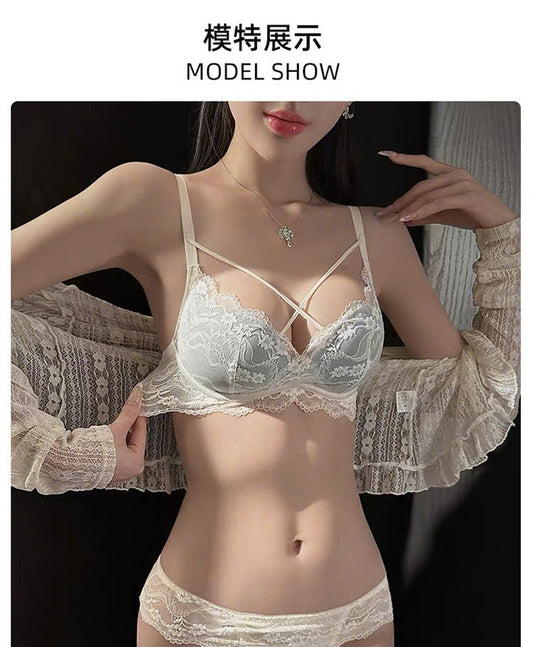 Set nội y viền ren dây chéo có gọng