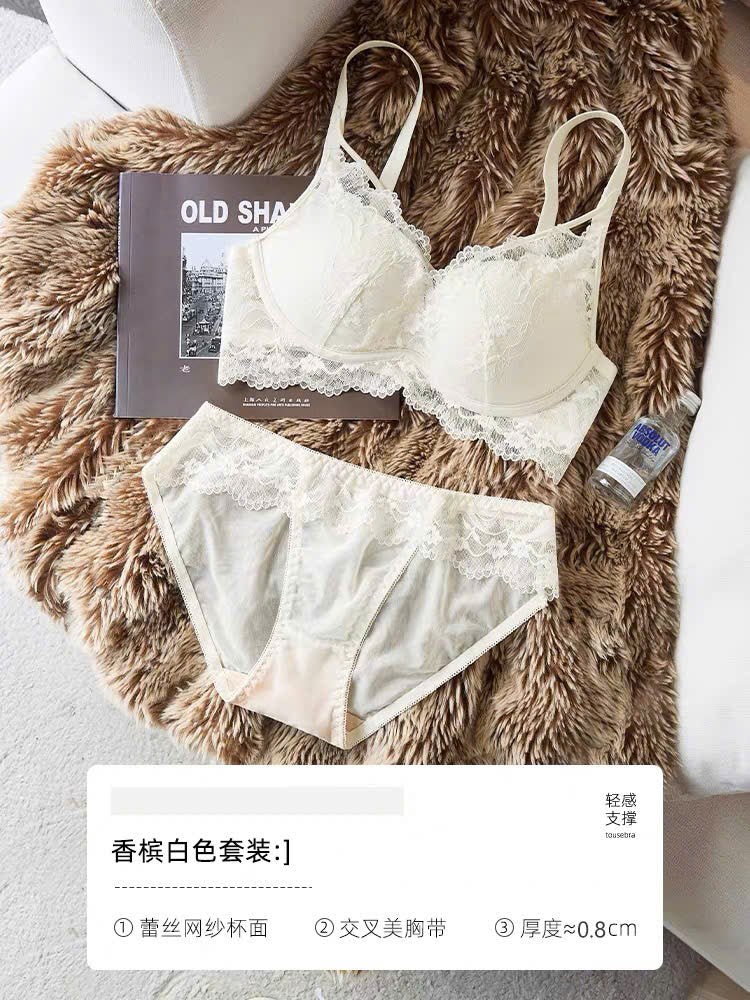 Set nội y viền ren dây chéo có gọng