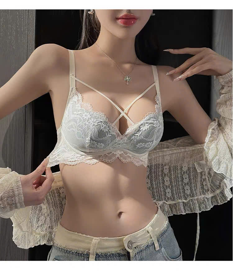 Set nội y viền ren dây chéo có gọng