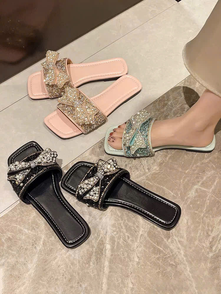 Dép đế bệt đính đá sang chảnh