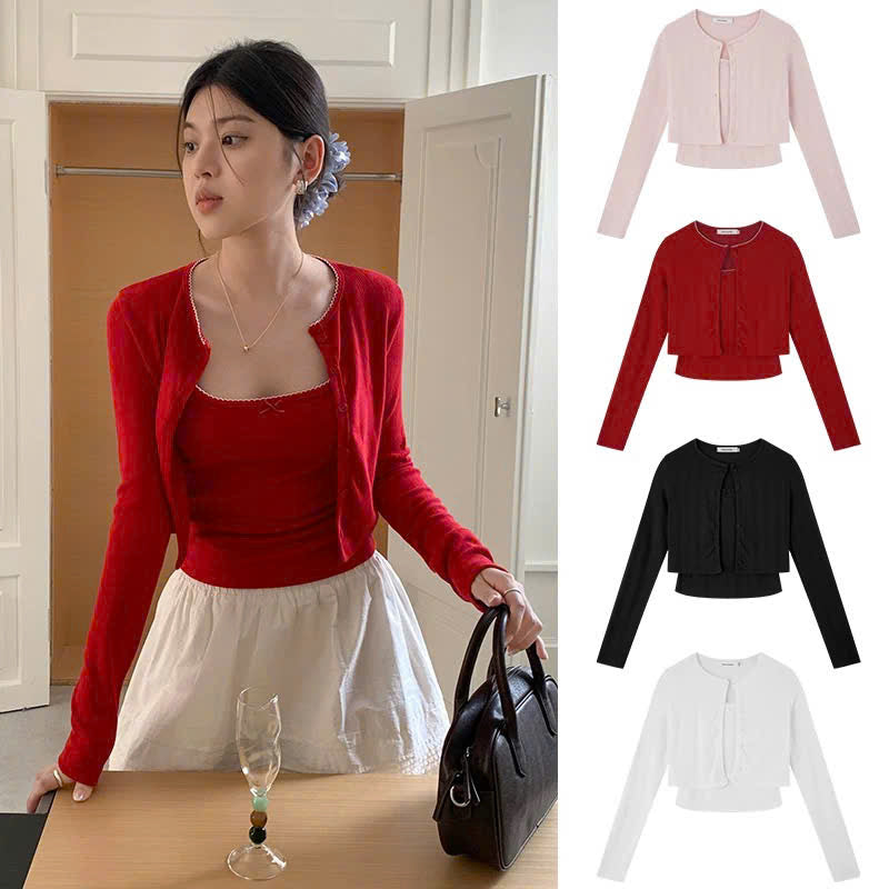 Áo phối tay dài cardigan nhiều màu