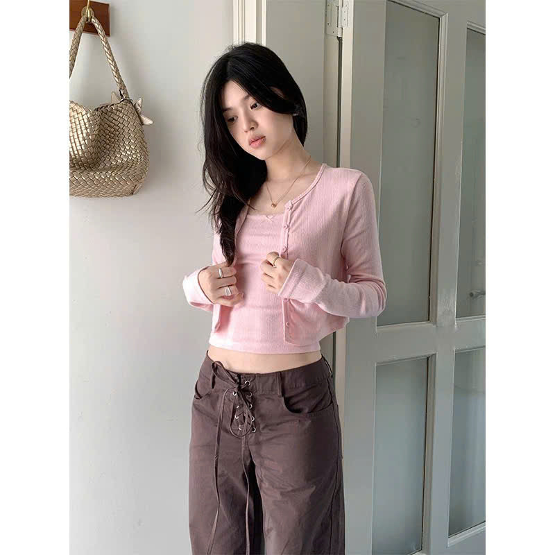 Áo phối tay dài cardigan nhiều màu