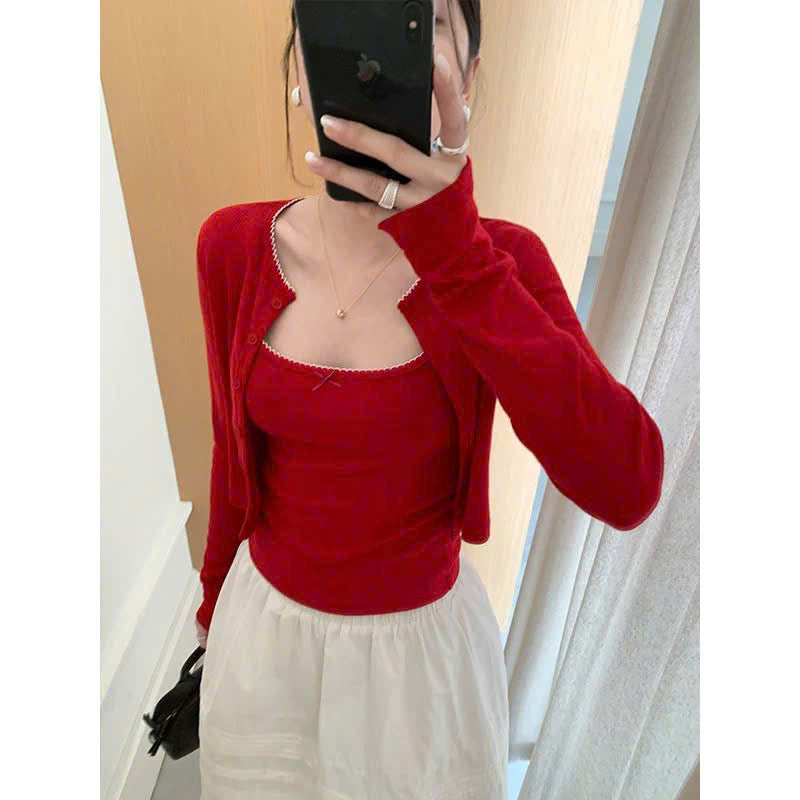 Áo phối tay dài cardigan nhiều màu