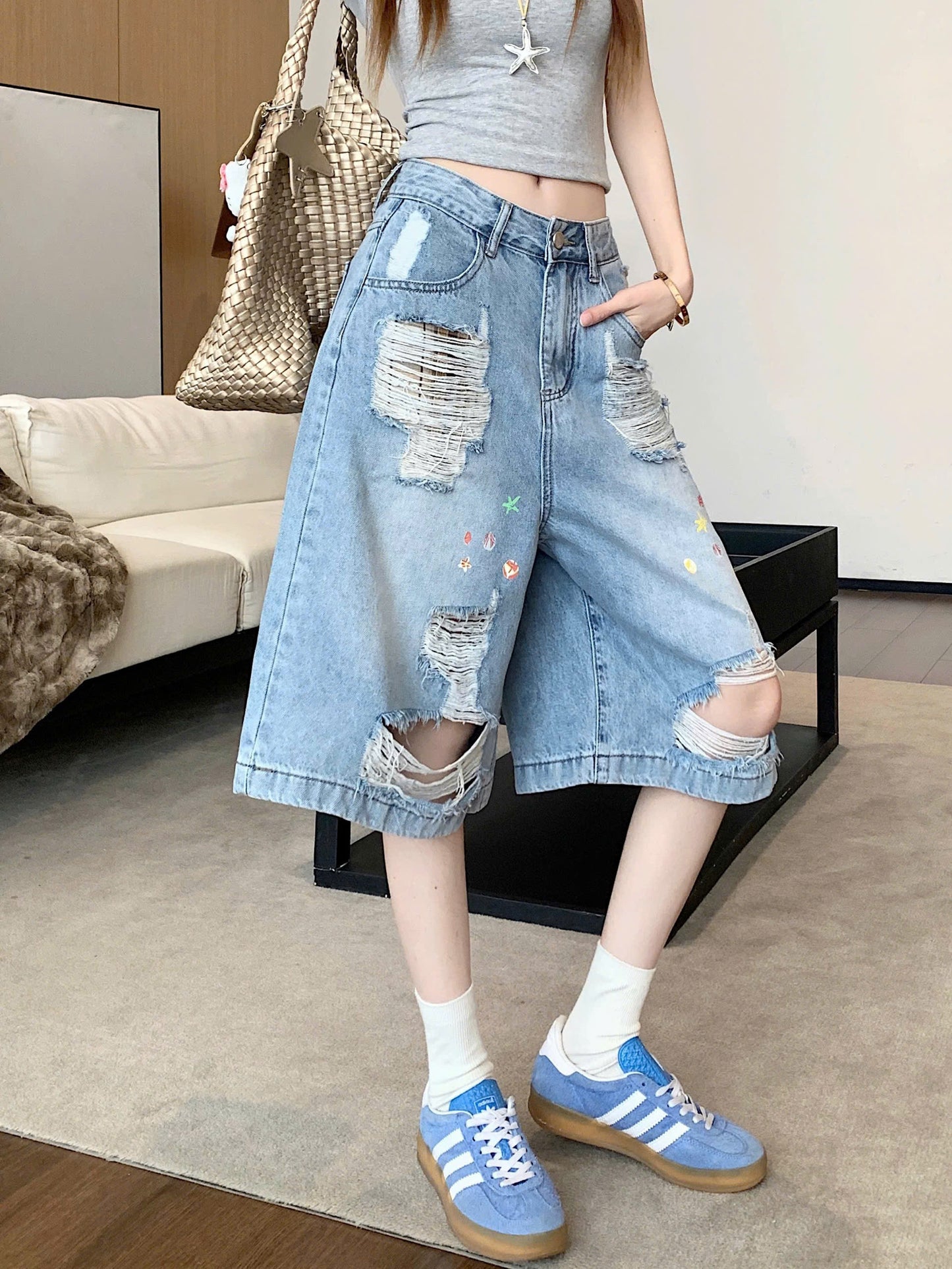 Quần bò ngố hình sò ốc biển