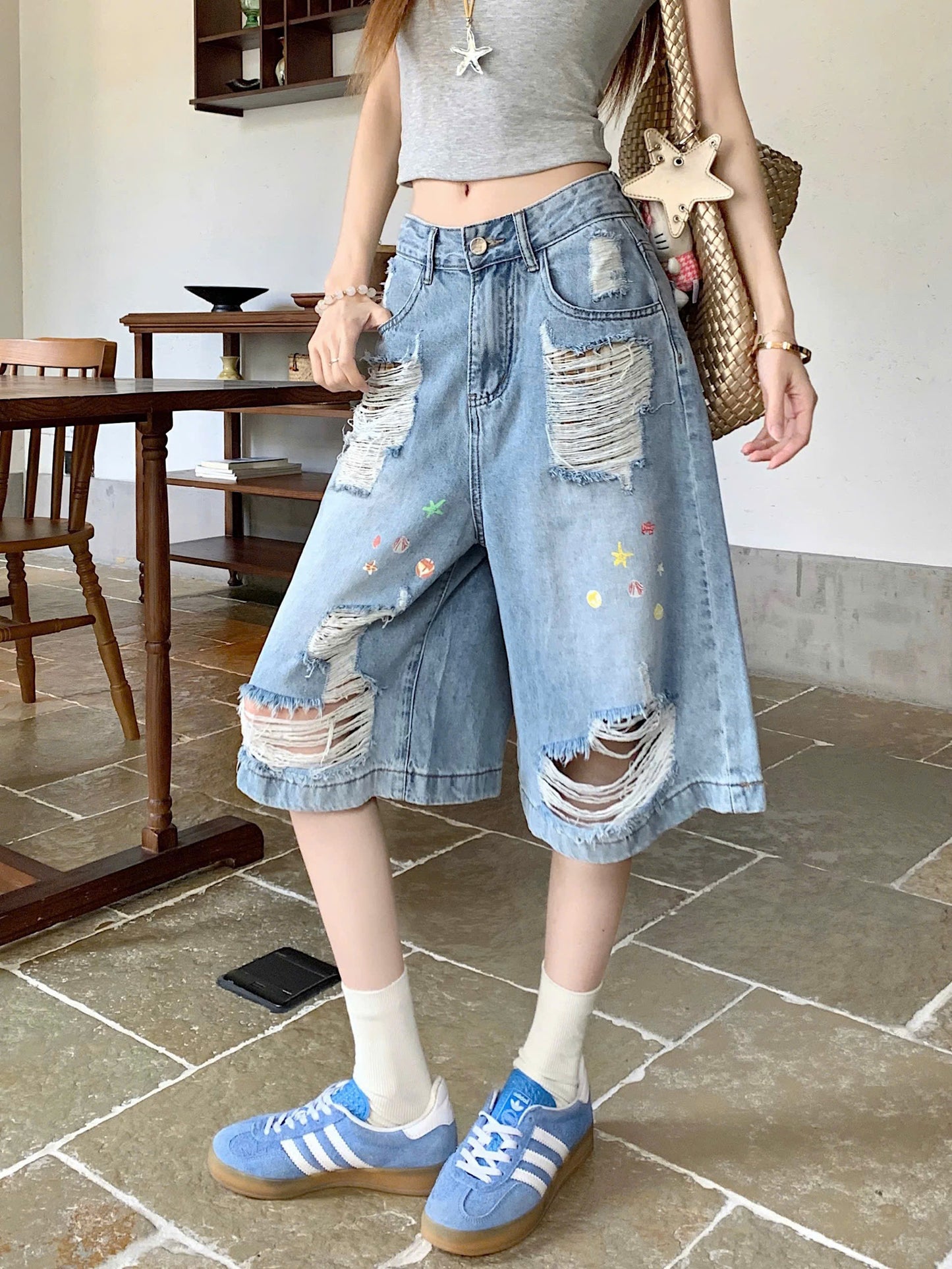 Quần bò ngố hình sò ốc biển