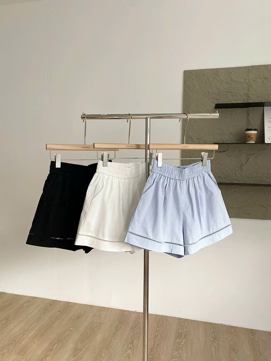 Quần đùi ống rộng lưng thun cạp cao