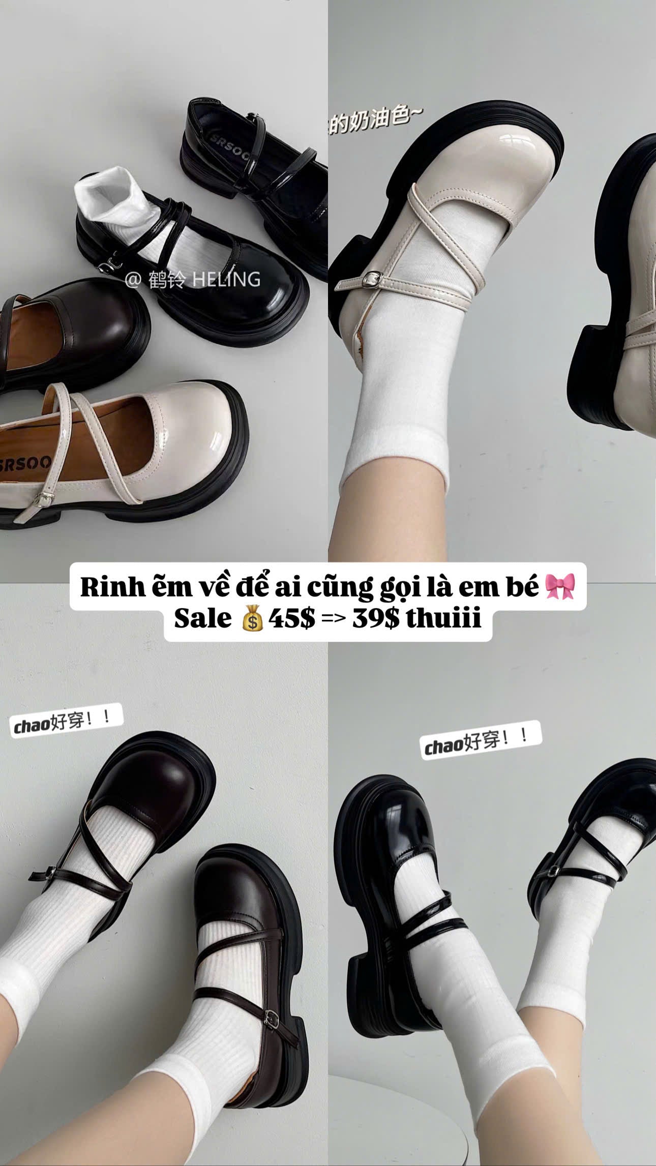 Giày Mary Jane đế cao gom order cực mềm