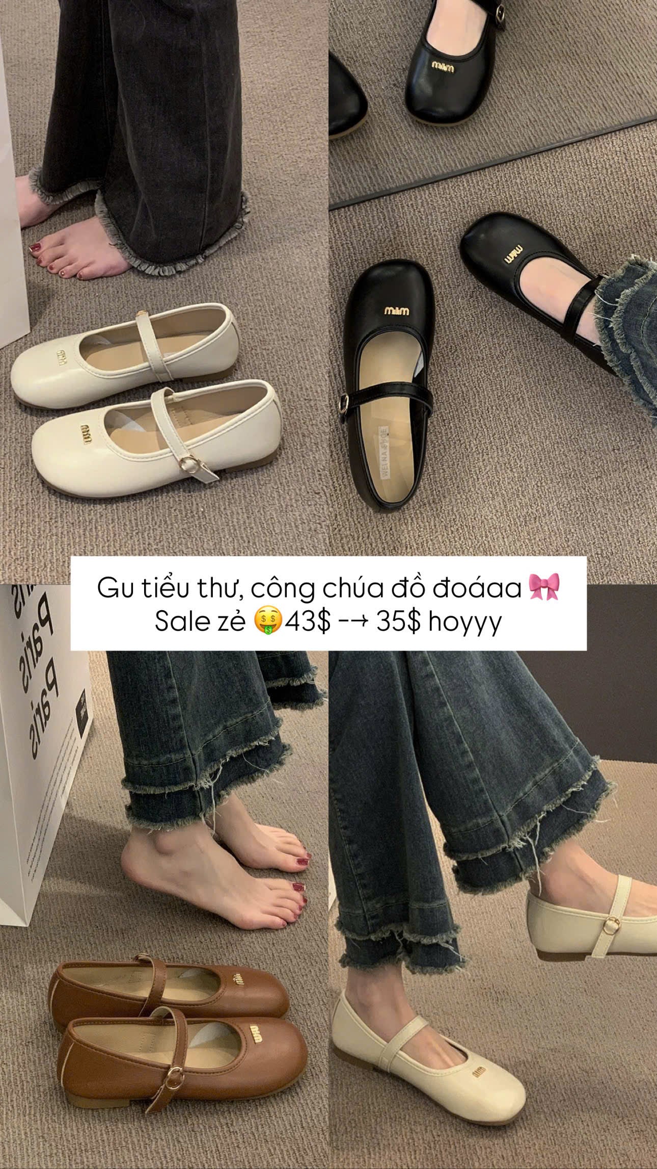 Giày búp bê mũi nhọn gom order cực rẻ