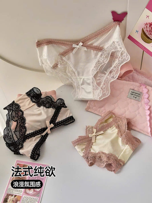 Quần lót phối ren nơ màu tinh tế trendy
