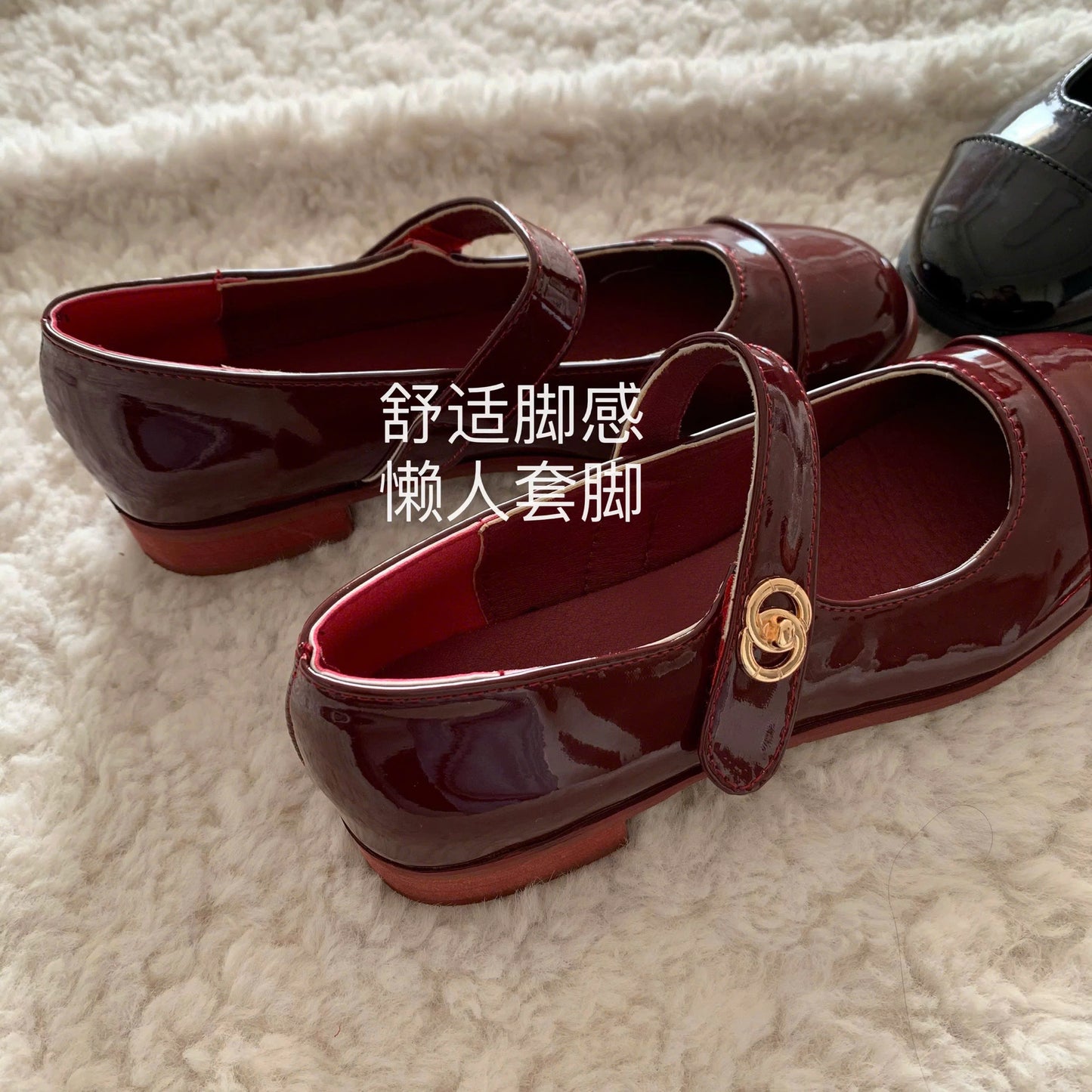 Giày búp bê da bóng quai ngang