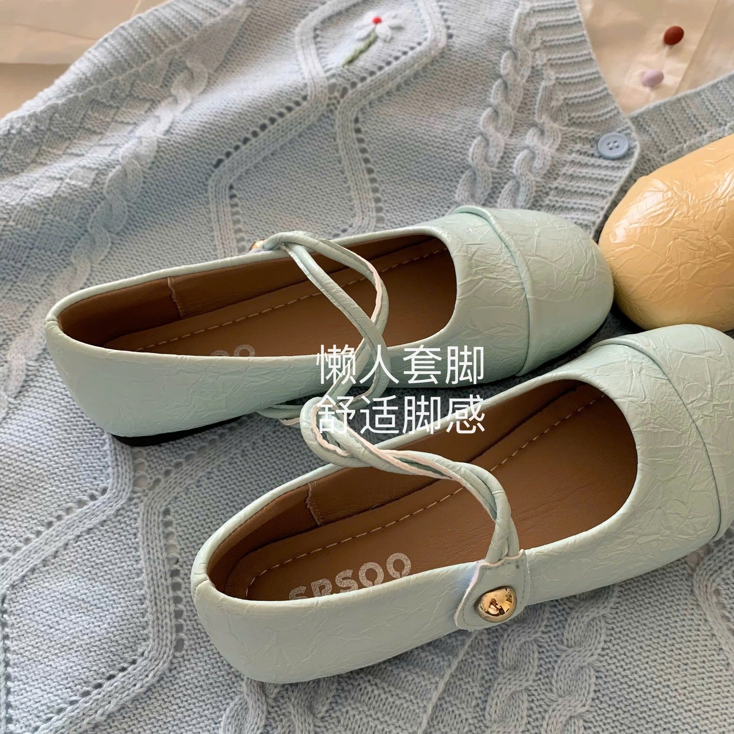 Giày búp bê da mềm quai xoắn ngang