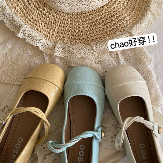 Giày búp bê da mềm quai xoắn ngang