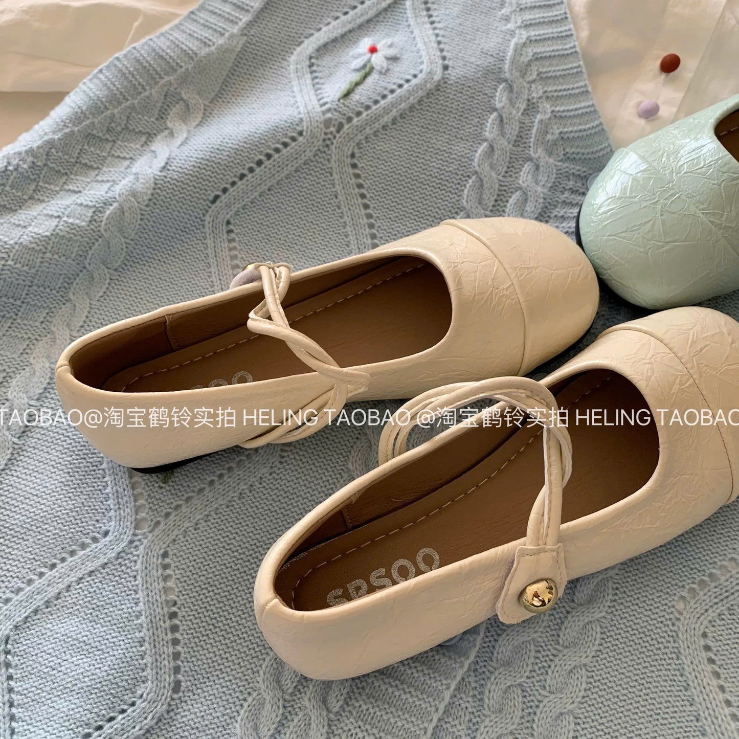 Giày búp bê da mềm quai xoắn ngang