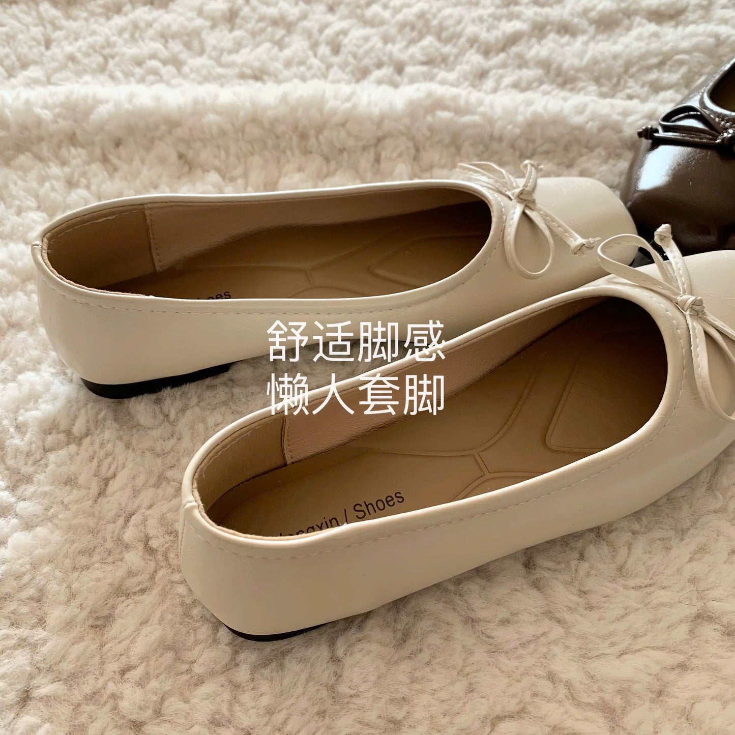 Giày búp bê nơ mũi vuông basic nữ tính