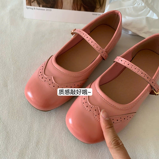 Giày búp bê mũi tròn da mềm màu xinh
