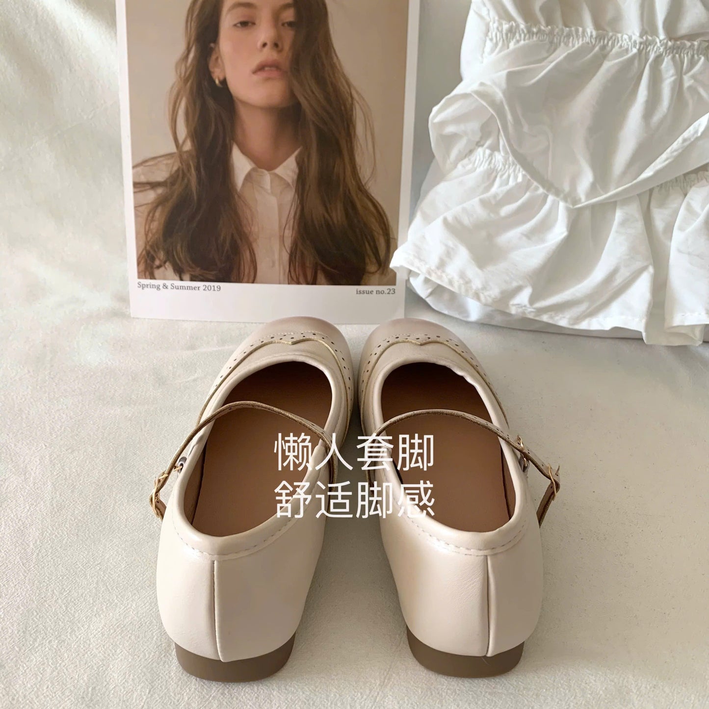 Giày búp bê mũi tròn da mềm màu xinh