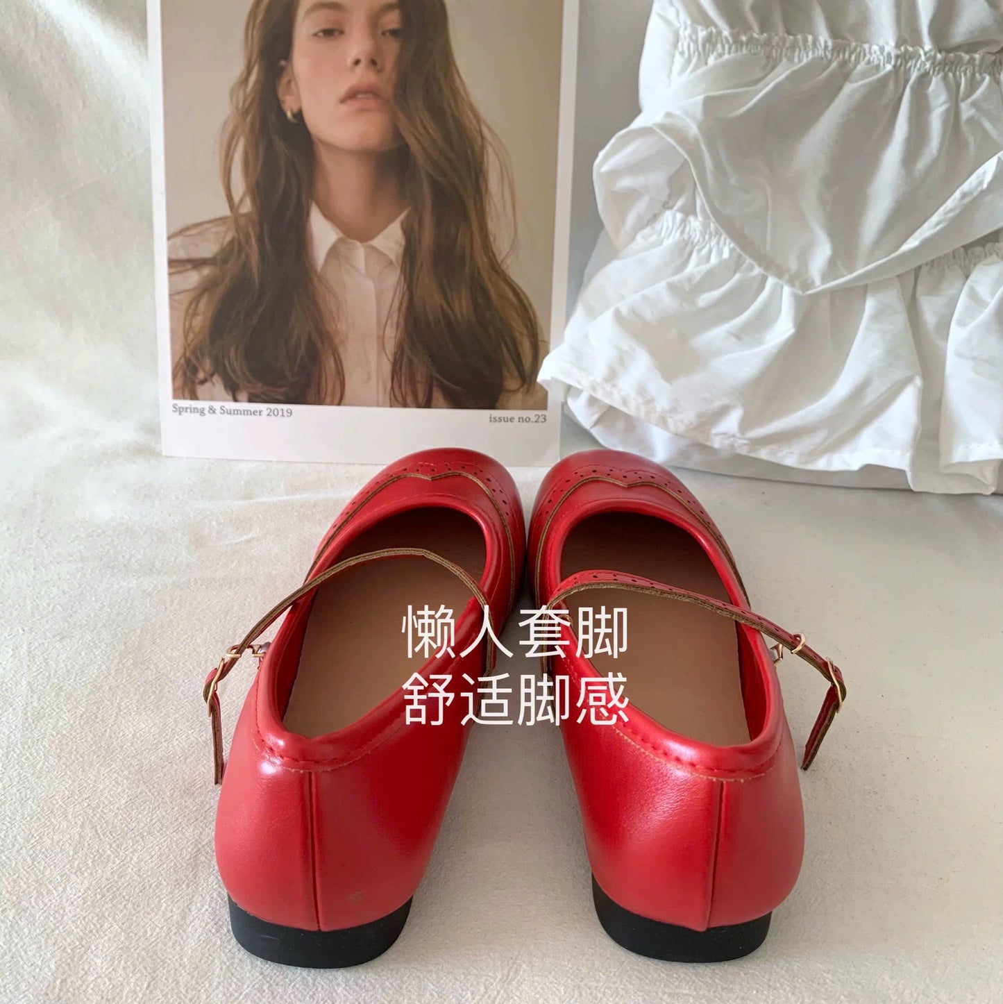 Giày búp bê mũi tròn da mềm màu xinh