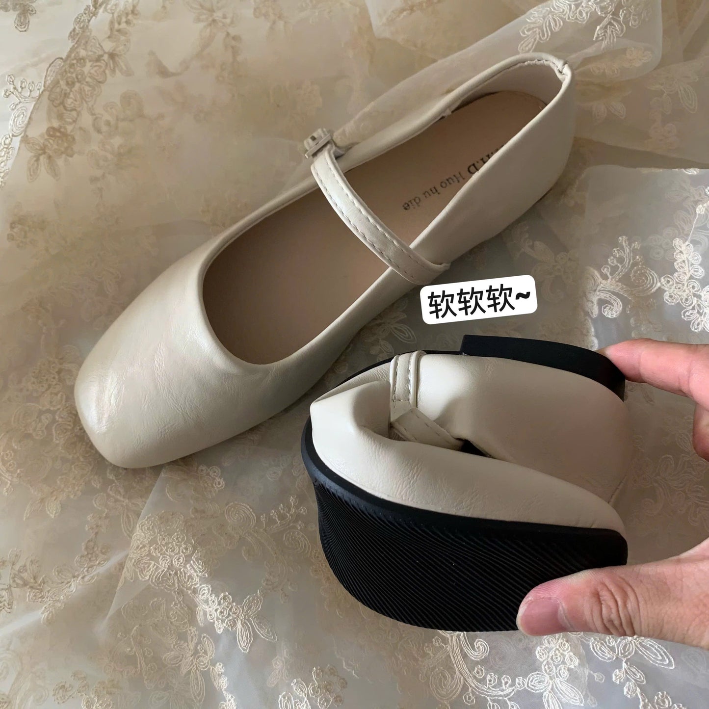 Giày búp bê mũi vuông da mềm