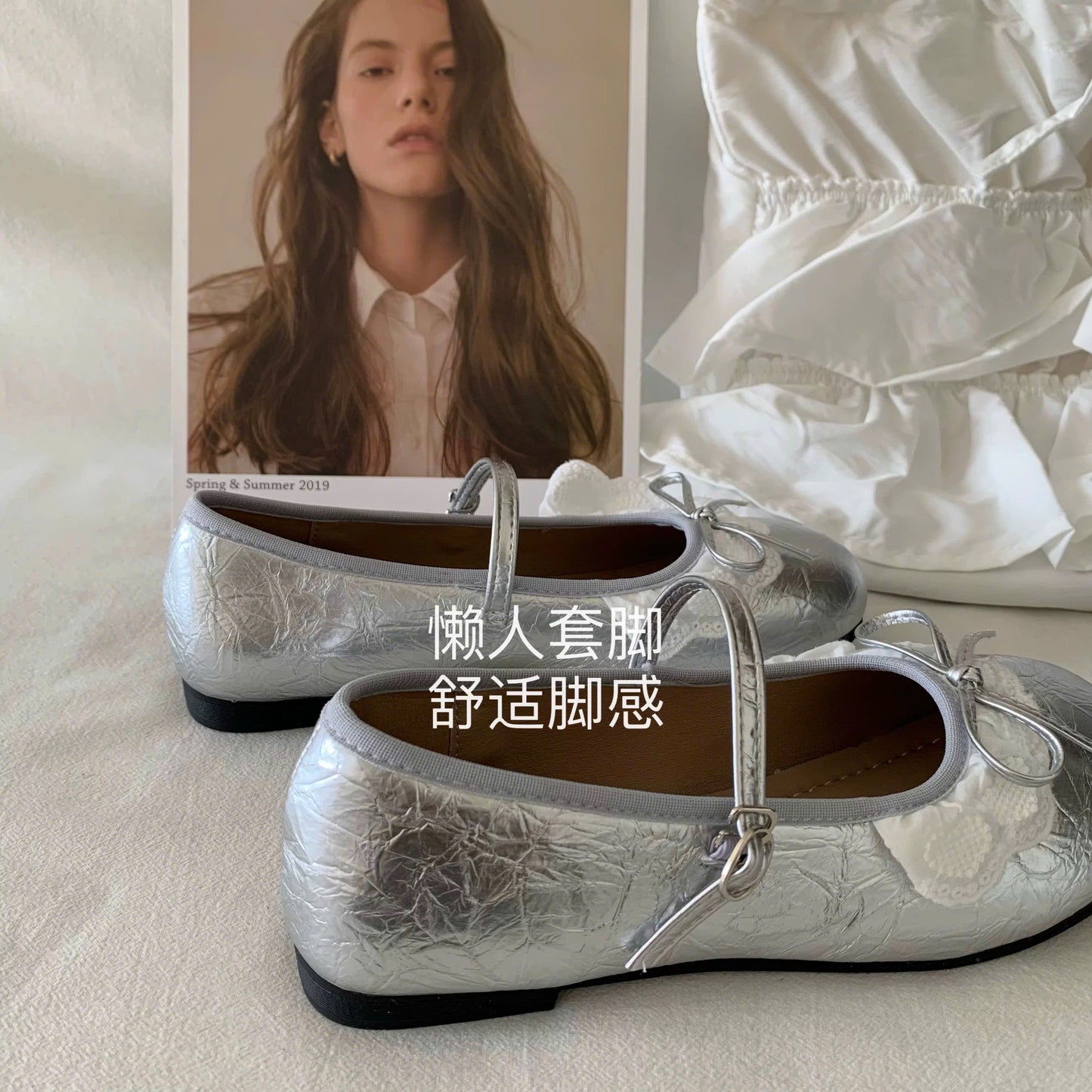 Giày búp bê phối nơ ren bánh bèo
