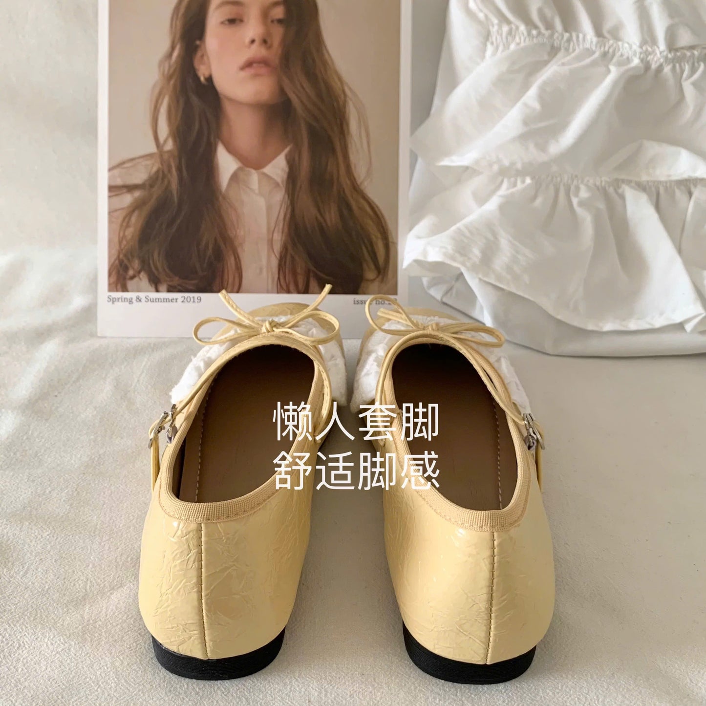 Giày búp bê phối nơ ren bánh bèo
