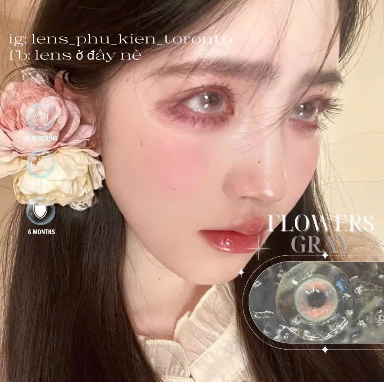 Contact Lens - Flower Gray